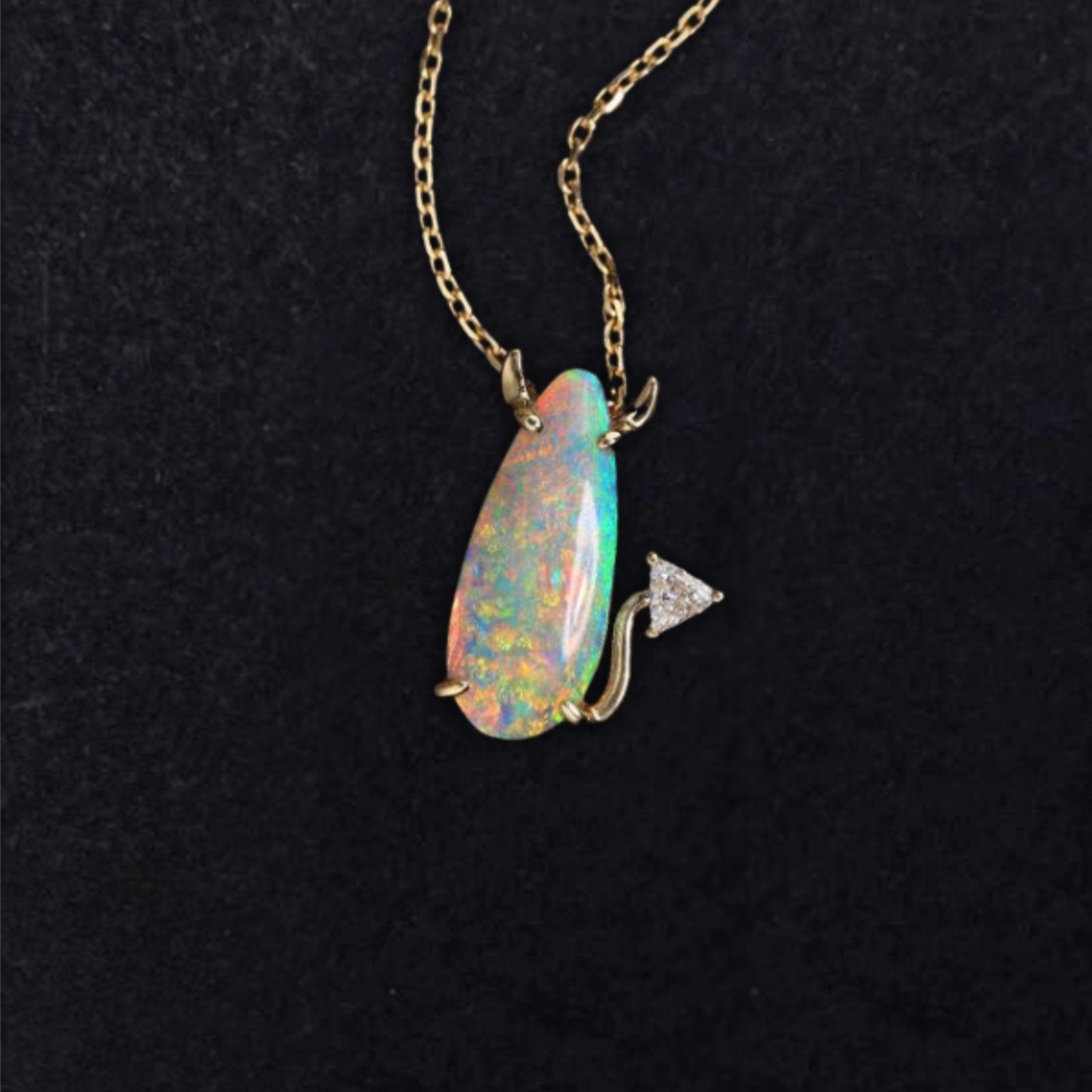 Fire black popular opal teardrop earring and pendant set