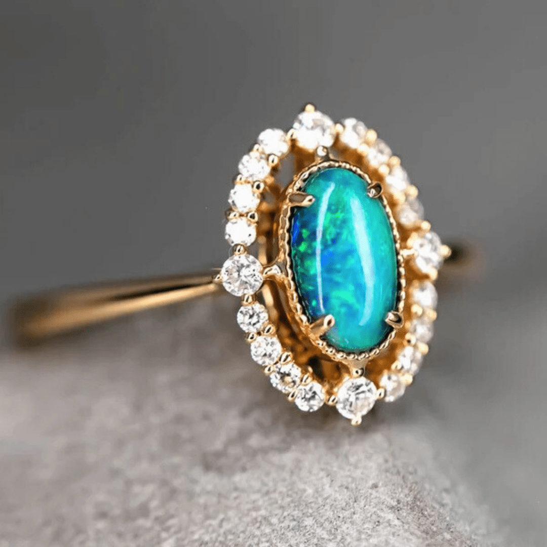 OpalRing - Brilliant Black Opal Flame - Stück 10/15 - FAERELLI