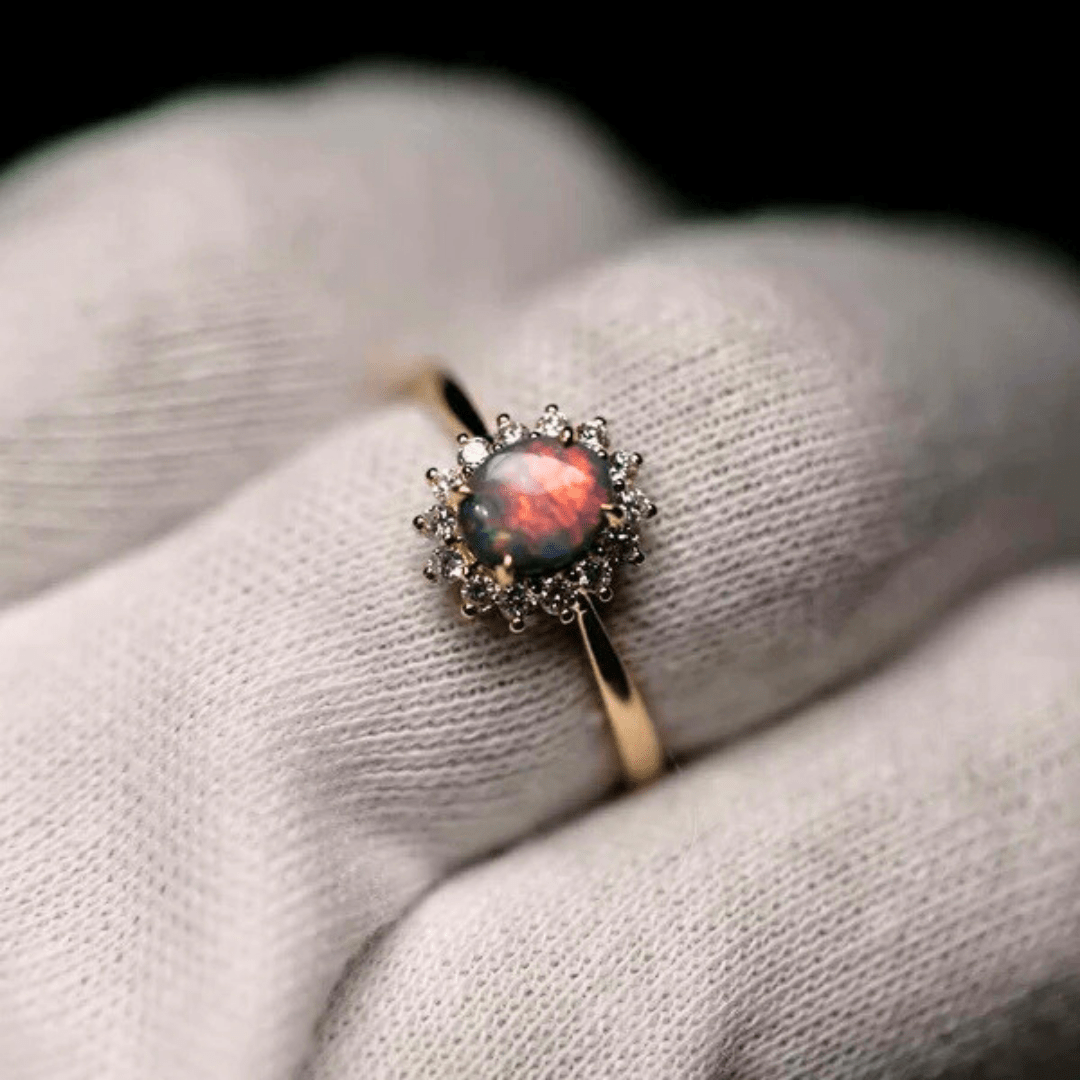 OpalRing - Brilliant Black Opal Flame - Stück 13/15 - FAERELLI