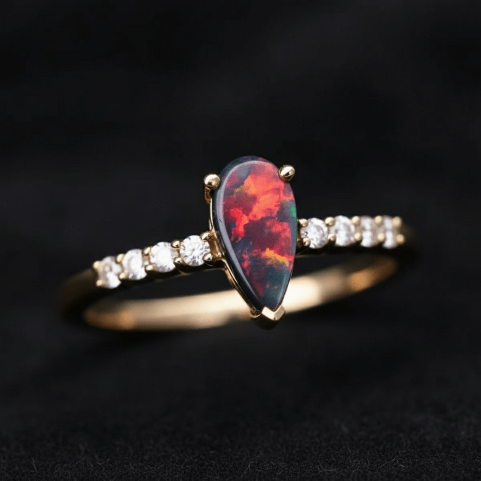 OpalRing - Brilliant Black Opal Flame - Stück 14/15 - FAERELLI