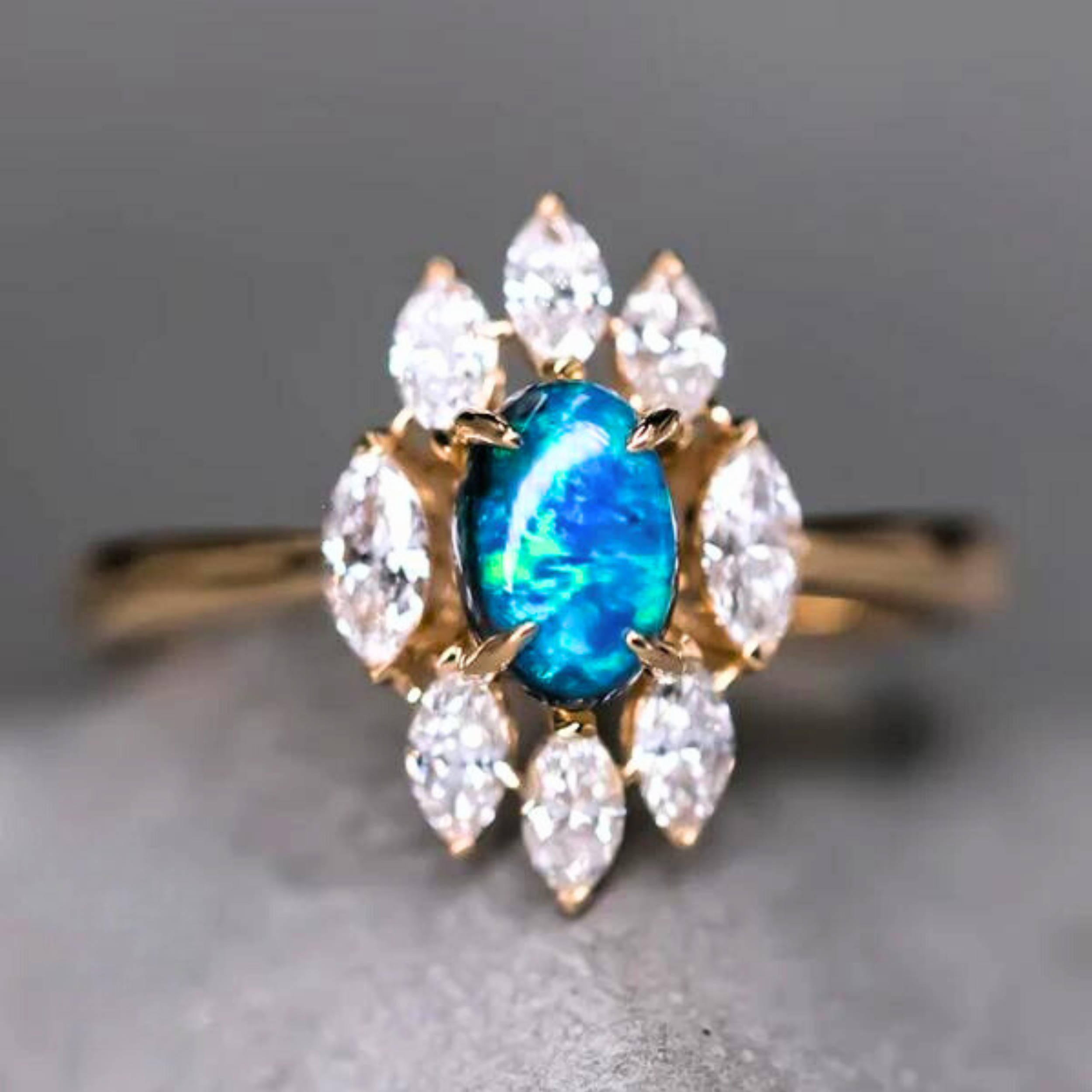 OpalRing - Brilliant Black Opal Flame - FAERELLI