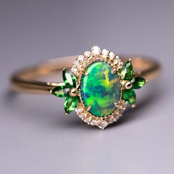 OpalRing - Brilliant Black Opal Flame - FAERELLI