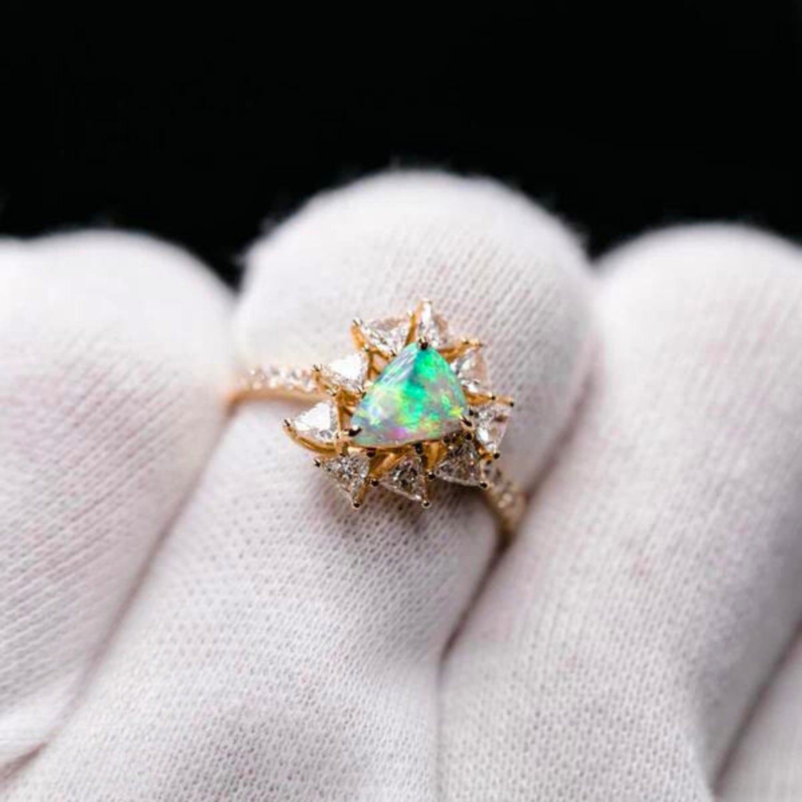 OpalRing - Brilliant Black Opal Flame - FAERELLI