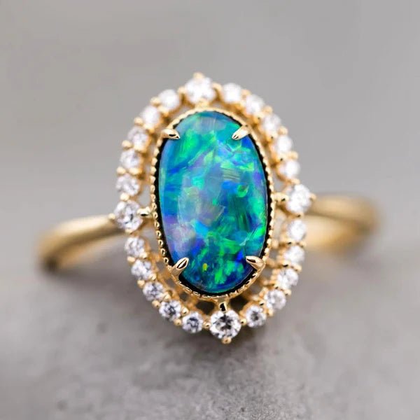 OpalRing - Brilliant Black Opal Flame - FAERELLI