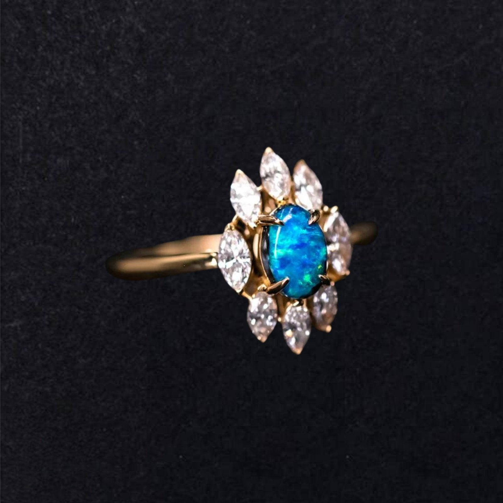 OpalRing - Brilliant Black Opal Flame - FAERELLI