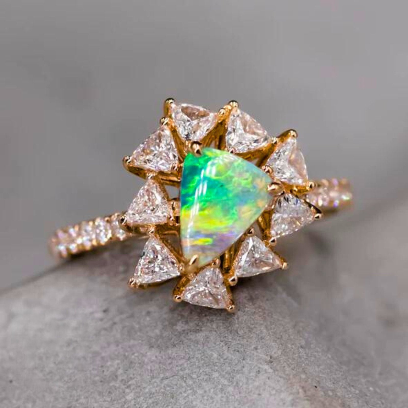 OpalRing - Brilliant Black Opal Flame - FAERELLI