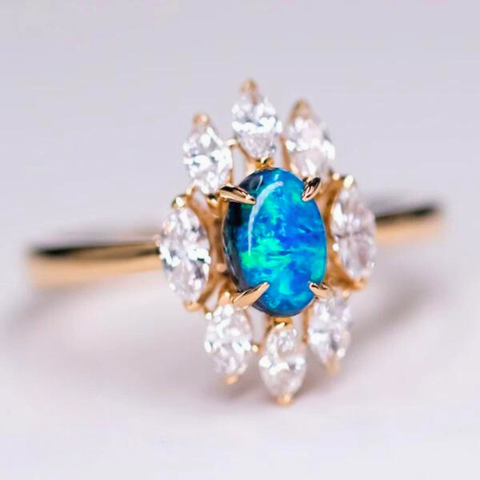 OpalRing - Brilliant Black Opal Flame - FAERELLI