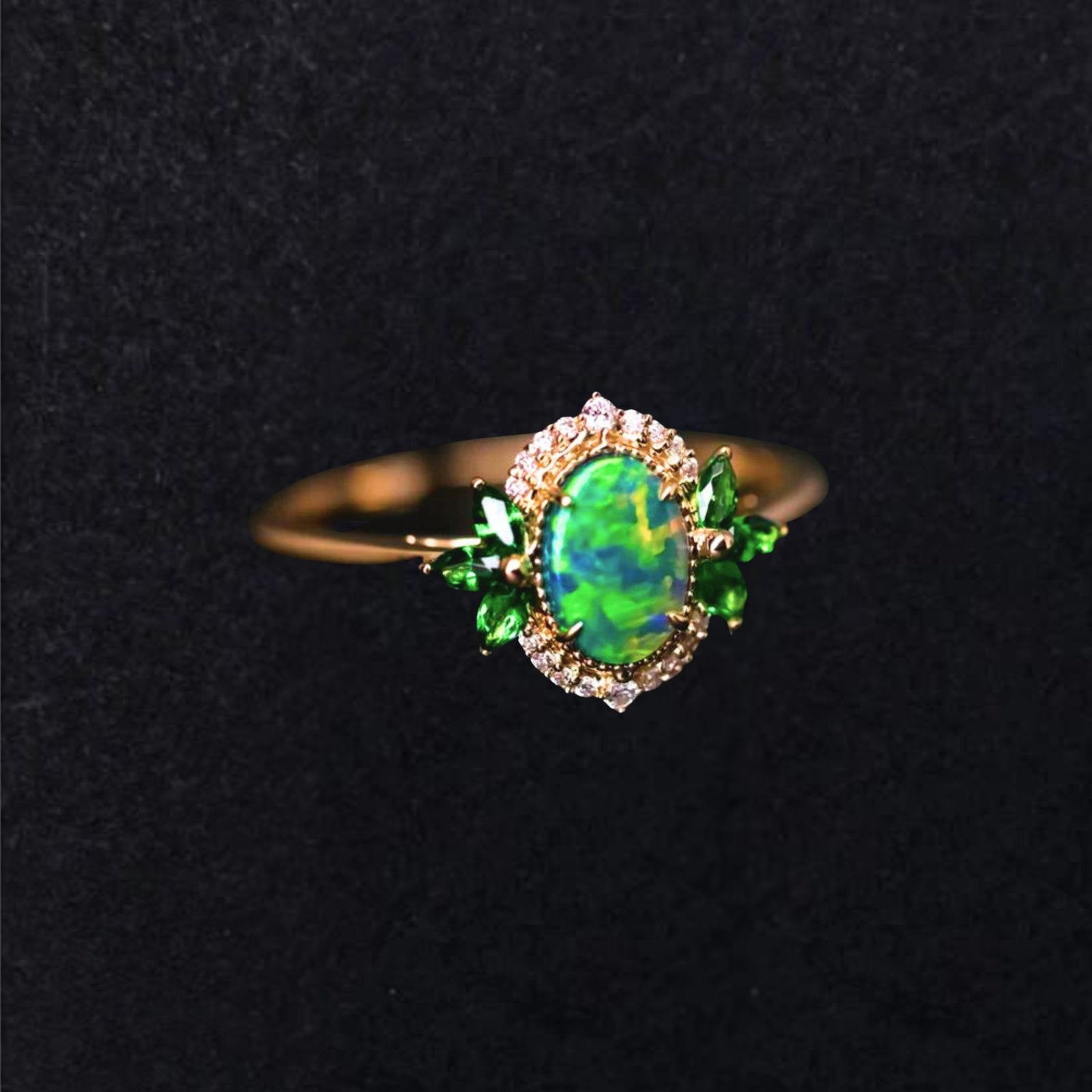 OpalRing - Brilliant Black Opal Flame - FAERELLI