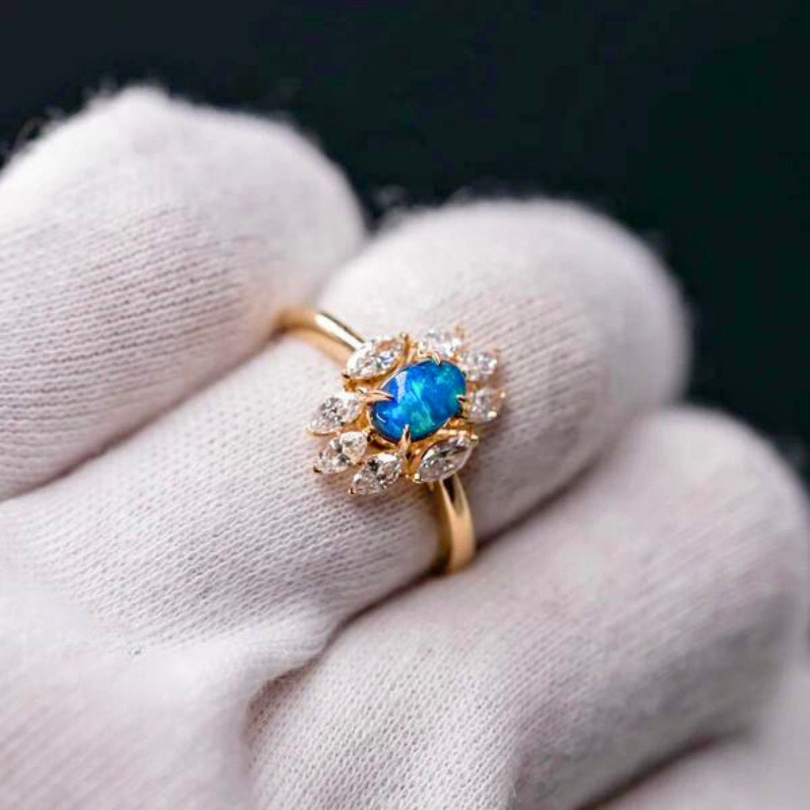 OpalRing - Brilliant Black Opal Flame - FAERELLI