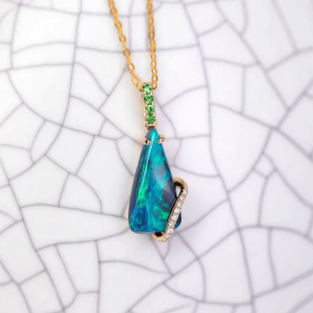 OpalAnhänger - Brilliant Black Opal Flame - Stück 7/15 - FAERELLI