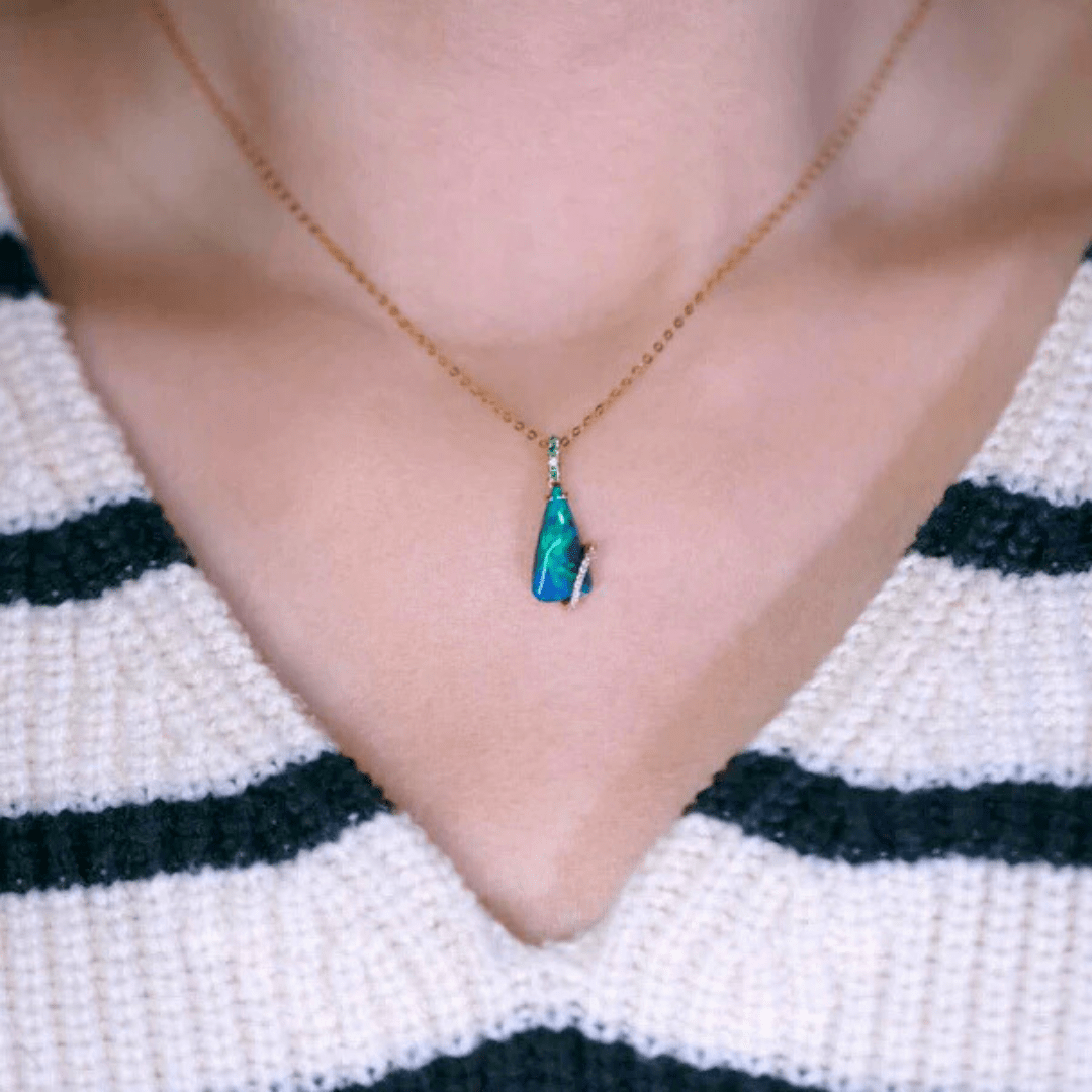 OpalAnhänger - Brilliant Black Opal Flame - Stück 7/15 - FAERELLI