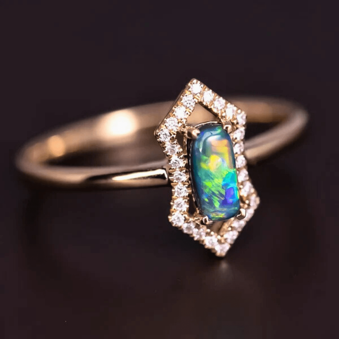 OpalRing - Brilliant Black Opal Flame - Stück 11/15 - FAERELLI