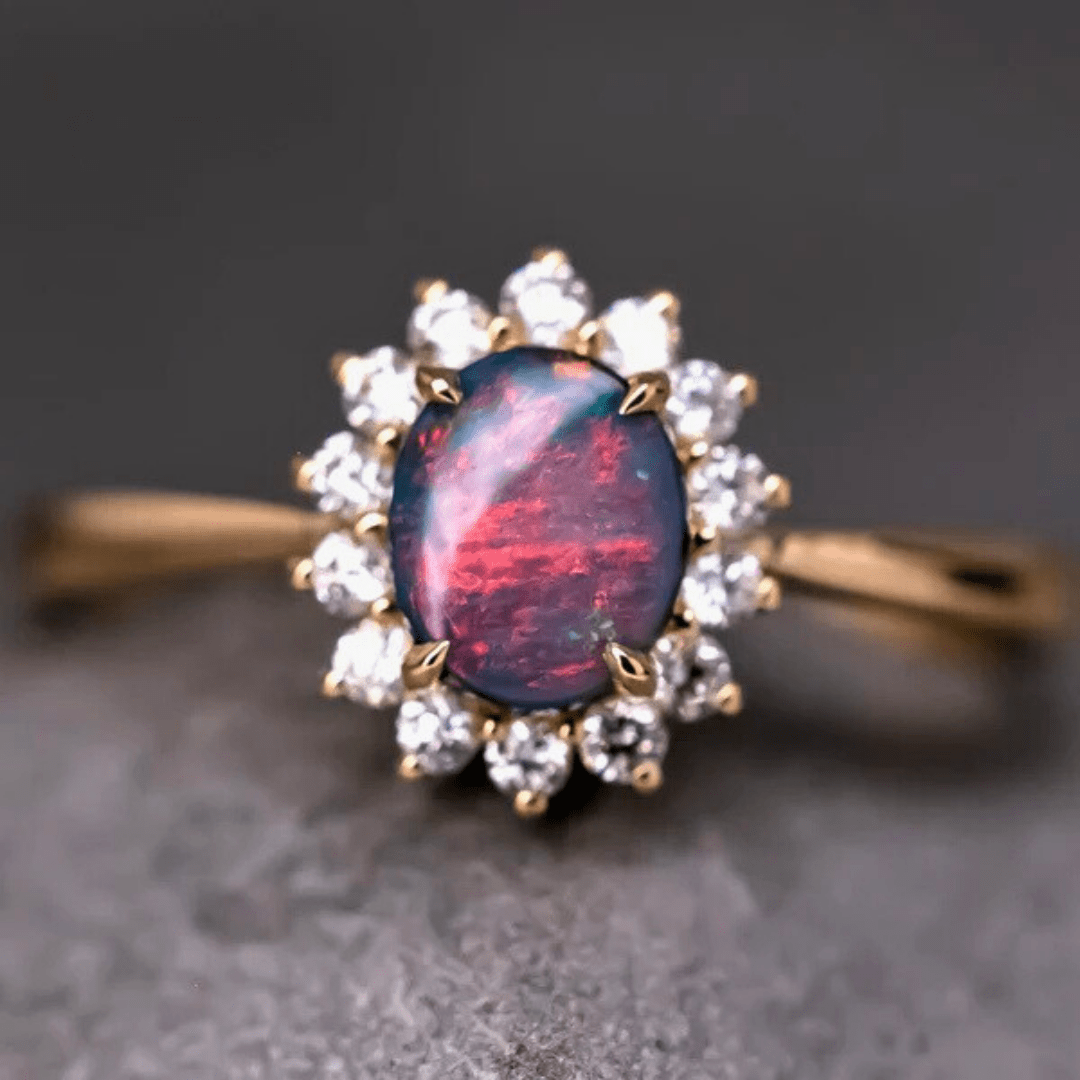 OpalRing - Brilliant Black Opal Flame - Stück 13/15 - FAERELLI