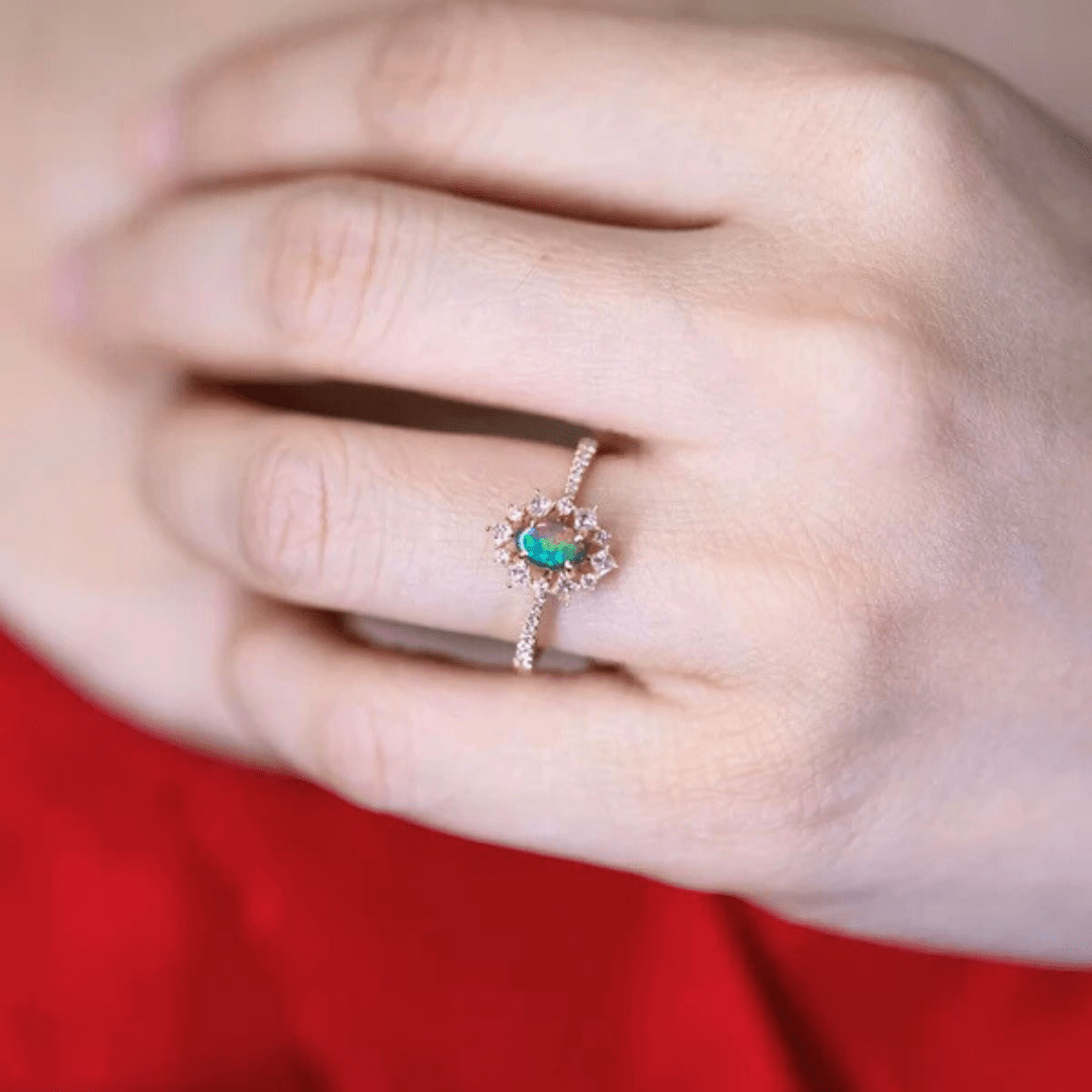 OpalRing - Brilliant Black Opal Flame - Stück 15/15 - FAERELLI